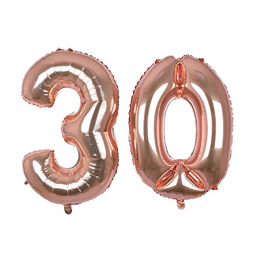 32 Inch Solid 30 Number Rosegold Foil Balloon