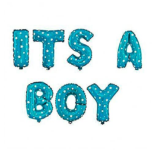 16 Inch It's A Boy Alphabets Letters Blue Star Polka Dots Color Foil Balloon