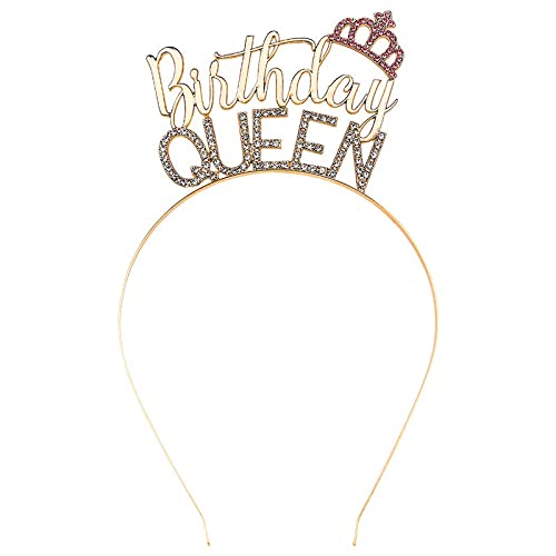 Gold Birthday Queen Free Size Headband Crown Tiara