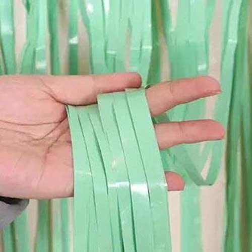 3Ft x 6Ft Pastel Green Fringe Striped Curtains