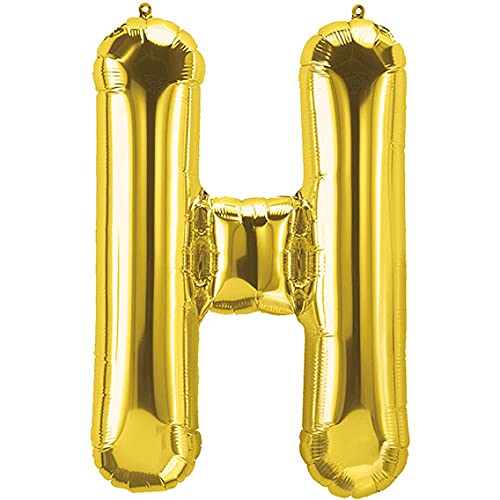 16 Inch Solid H Alphabets / Letters Gold Foil Party Balloon