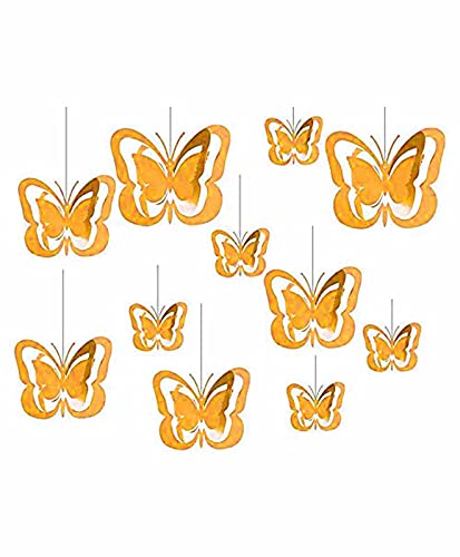 Gold 3D Butterfly Hanging Party Decoration Kit (Pack of 11)