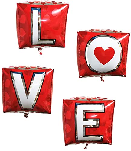 22 Inch Multicolor 4D Love Square Six-Sided Balloon