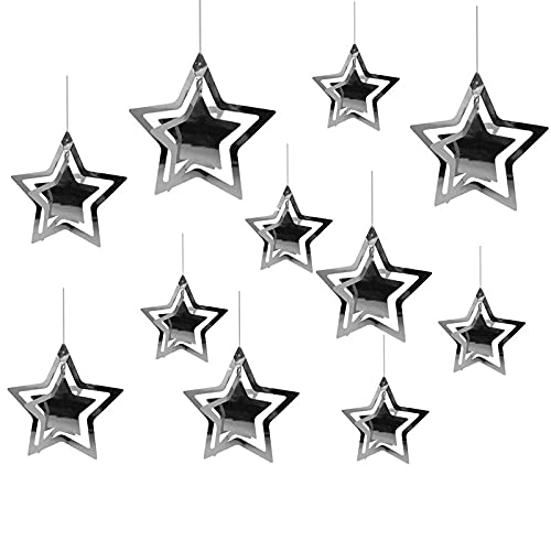 Silver 3D Star Shape Hanging Party Decoration Kit (Pack of 11)