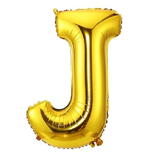 16 Inch Solid J Alphabets / Letters Gold Foil Party Balloon