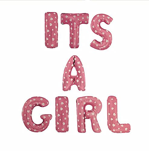 16 Inch Its A Girl Alphabets Letters Pink Heart Polka Dots Color Foil Balloon