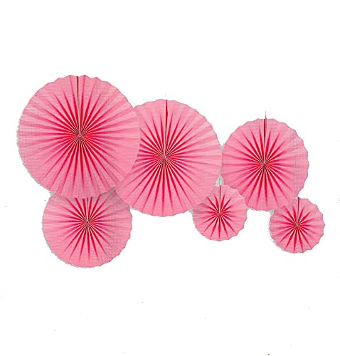 Light Pink Hanging Paper Fans Decoration Set (Pack of 6)  (Size: 2X16 Inch, 2X12 Inch, 2X8 Inch)
