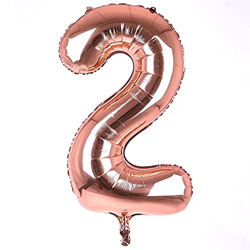 16 Inch Solid 2 Number Rose Foil Balloon