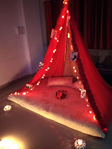 Red Decoration Net Cloth With Plastic Led Lights  Or Cabana Tent Decoration