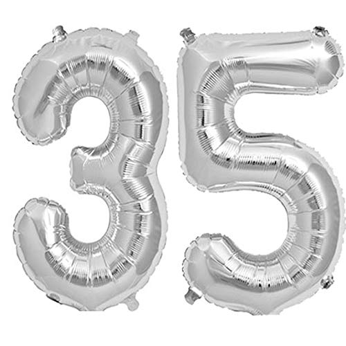 32 Inch Solid 35 Number Silver Foil Balloon