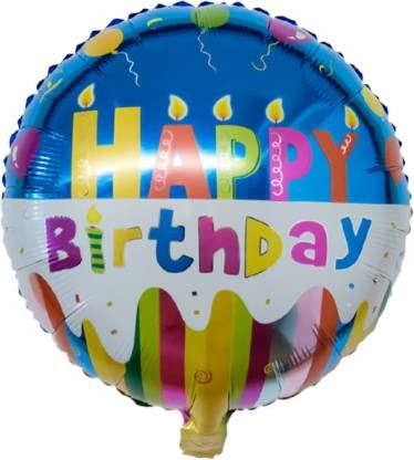 18 Inch Multicolor Happy Birthday Candle Print Round Foil Balloon