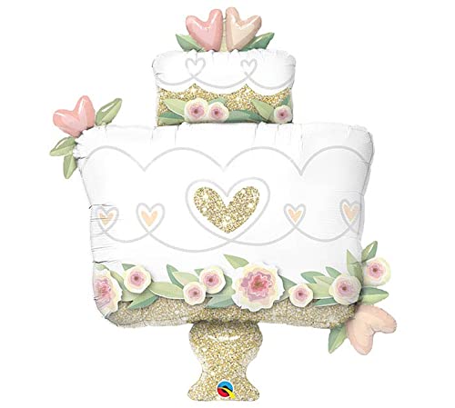 41 Inch Multicolor Glitter Gold Wedding Cake Foil Balloons