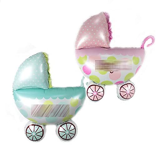 New Born Baby Boy (Blue) Or Baby Girl (Pink) Pram Cradle Shape Foil Balloons 27 Inch Shower And Welcome Kids  (Set Of 2)