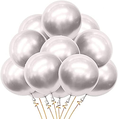 White Happy Birthday Banner And Pastel Grey Metallic Balloons