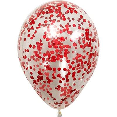 Red Confetti Latex Glitter Balloons