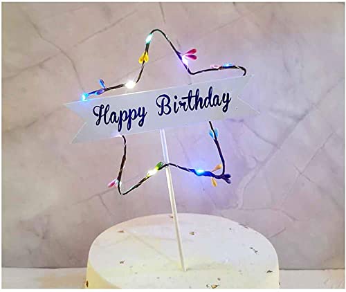 3 Inch Happy Birthday Pentagram Star Shape Multicolor Led Cake Toppers