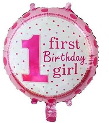 18 Inch Pink Printed 1St First Birthday Girl Polka Foil Balloon