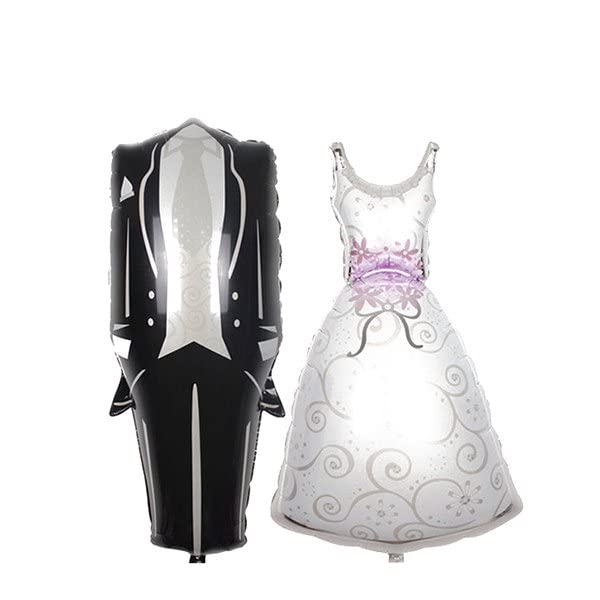 32 Inch Groom Tuxedo And Bride Dress Couple Foil Balloon Combo Set