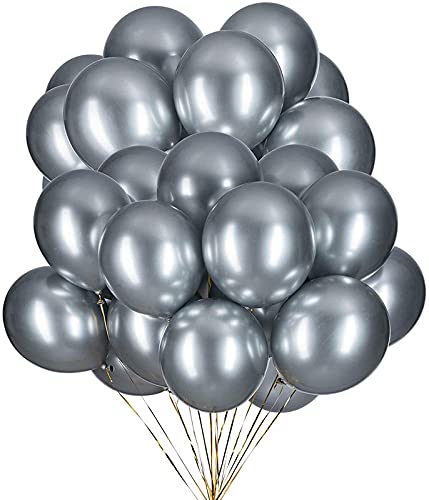 Metallic Shining Latex Balloons Silver Color(Pack of 50)