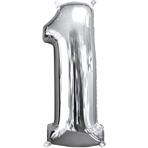 32 Inch Solid 1 Number Silver Foil Balloon
