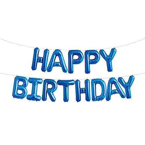 16 Inch Solid Happy Birthday Alphabets Letters Blue Color Foil Balloon