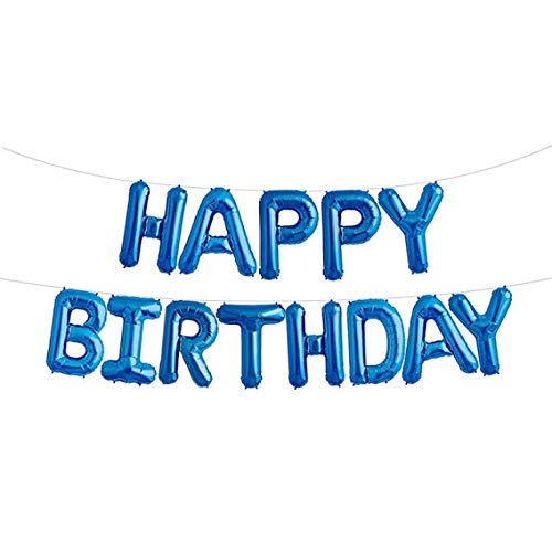 16 Inch Solid Happy Birthday Alphabets Letters Blue Color Foil Balloon