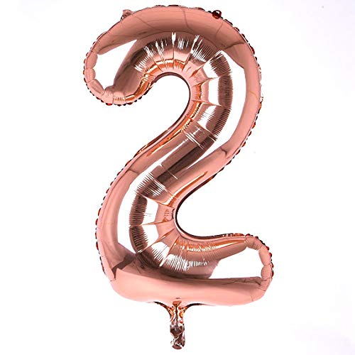 32 Inch Solid 2 Number Rosegold Foil Balloon