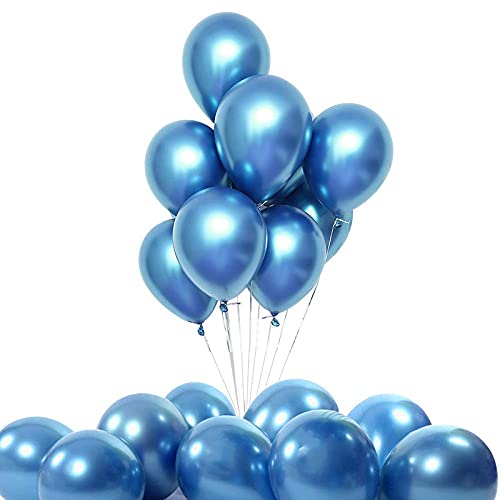 Metallic Shining Latex Balloons Blue Color(Pack of 50)