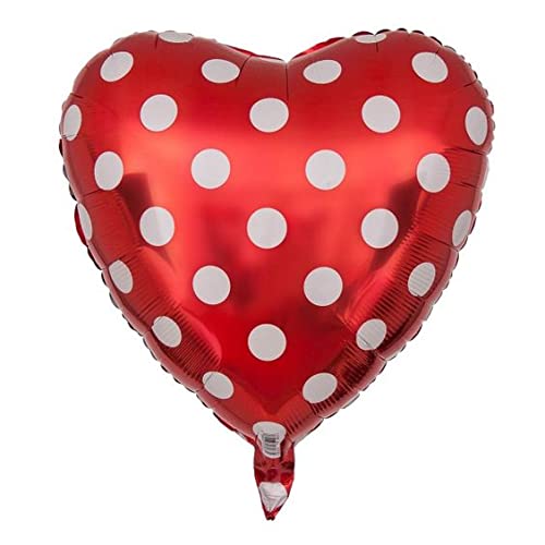 18 Inch Red Heart Shape Polka Print Foil Balloon