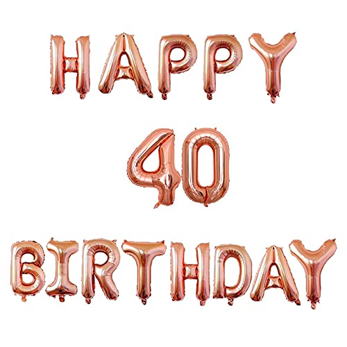 16 Inch 4th Happy Birthday Alphabets & 16 Inch 40 Number Rosegold Foil Balloon