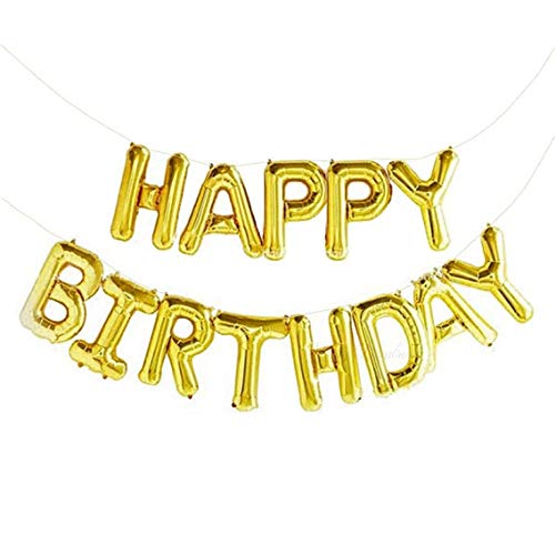 16 Inch Solid Happy Birthday Alphabets Letters Gold Color Foil Balloon