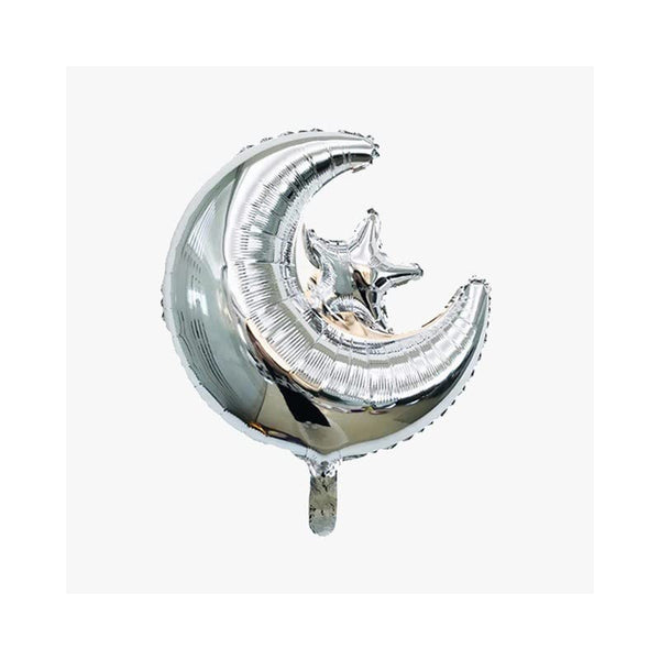 16 Inch Moon Star Shaped Silver Helium Foil Balloon