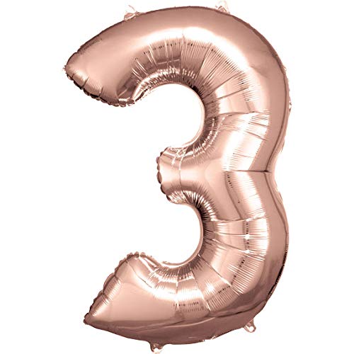 32 Inch Solid 3 Number Rosegold Foil Balloon