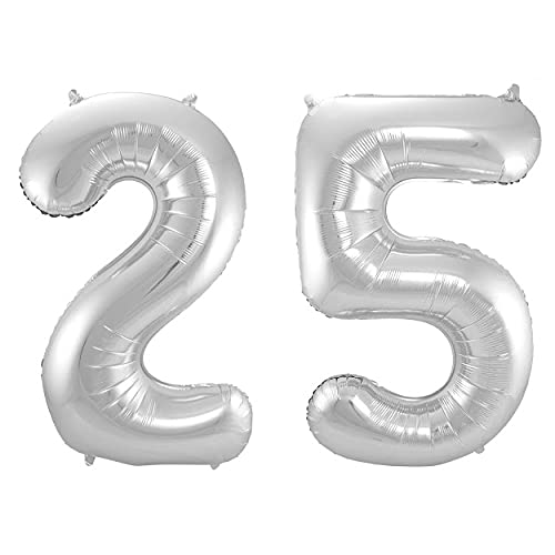 32 Inch Solid 25 Number Silver Foil Balloon
