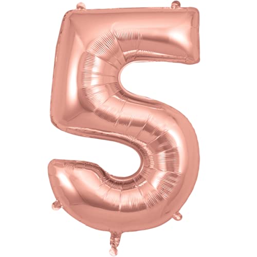 16 Inch Solid 5 Number Rose Foil Balloon