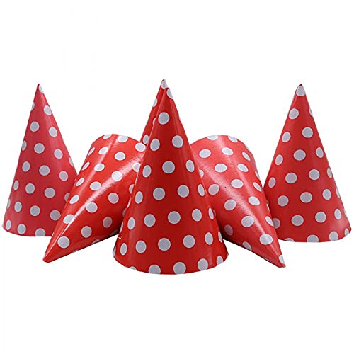Red Polka Dot Happy Birthday Party Hat (Pack of 10)