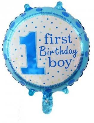 18 Inch Blue Printed 1St First Birthday Boy Polka Foil Balloon