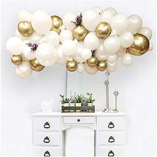 White Happy Birthday Banner And White Metallic Balloons