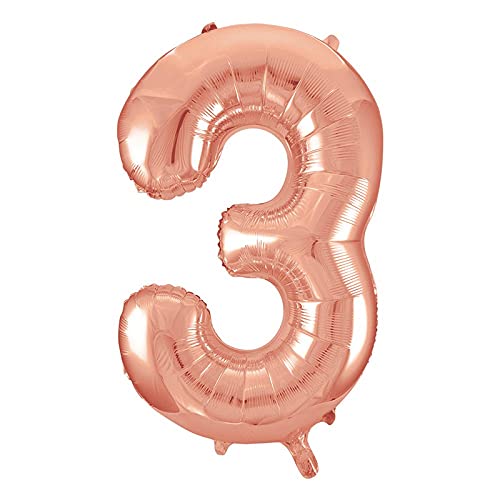 16 Inch Solid 3 Number Rose Foil Balloon