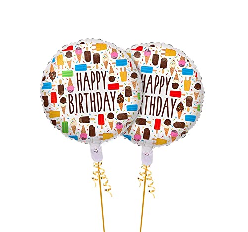 17 Inch White Happy Birthday Round Foil Balloon