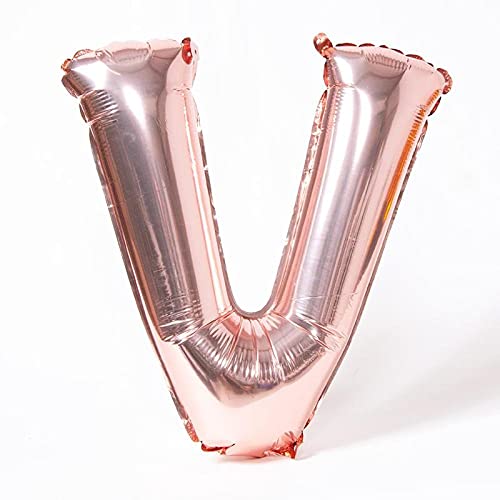 16 Inch Solid V Alphabets / Letters Rose Gold Foil Party Balloon