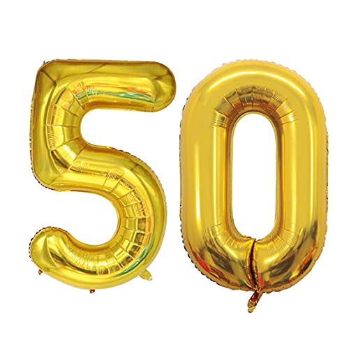 32 Inch Solid 50 Number Gold Foil Balloon