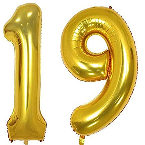 16 Inch Solid 19 Number Gold Foil Balloon