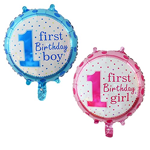 18 Inch Pink Printed 1St First Birthday Twins Girl And Boy Polka Foil Balloon .