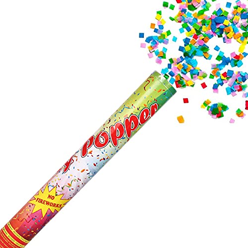 12 Inch Sparkle Colorful Crepe Paper Shower Party Poppers (Pack of 2)