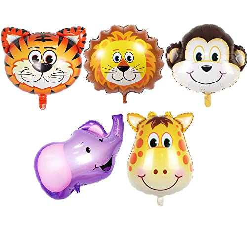 24 Inch Multicolor Animal Foil Balloon Set  Supplies (Pack of 5)