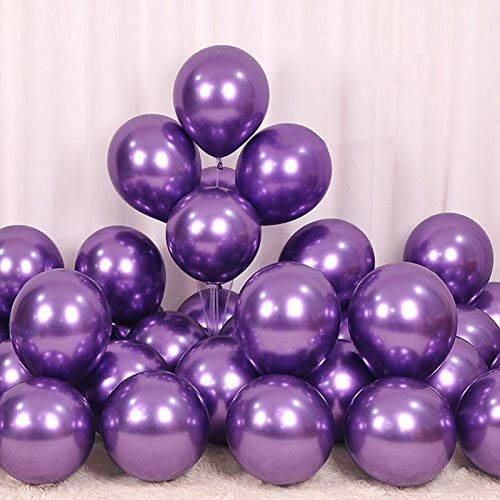 Dark Pink Happy Birthday Banner And Purple Metallic Balloons