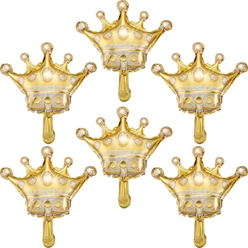 30 Inch Gold Crown Helium Foil Balloon Set (Pack of 6)