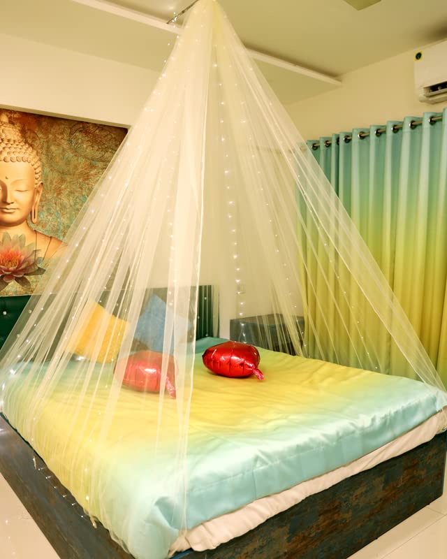 Off White Color Decoration Net Cabana Tent  (With 10M Led Light)