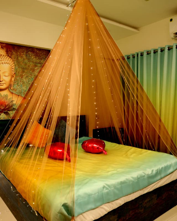 Beige Decoration Net Cabana Tent  (With 10M Led Light)